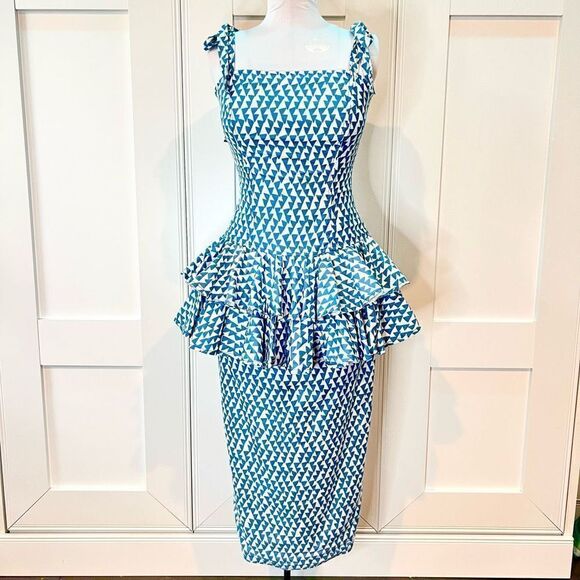 Vintage Isabell Gerhart Women’s Size 6 Tank Top Tutu Maxi Dress Blue Ruffled - Picture 1 of 14